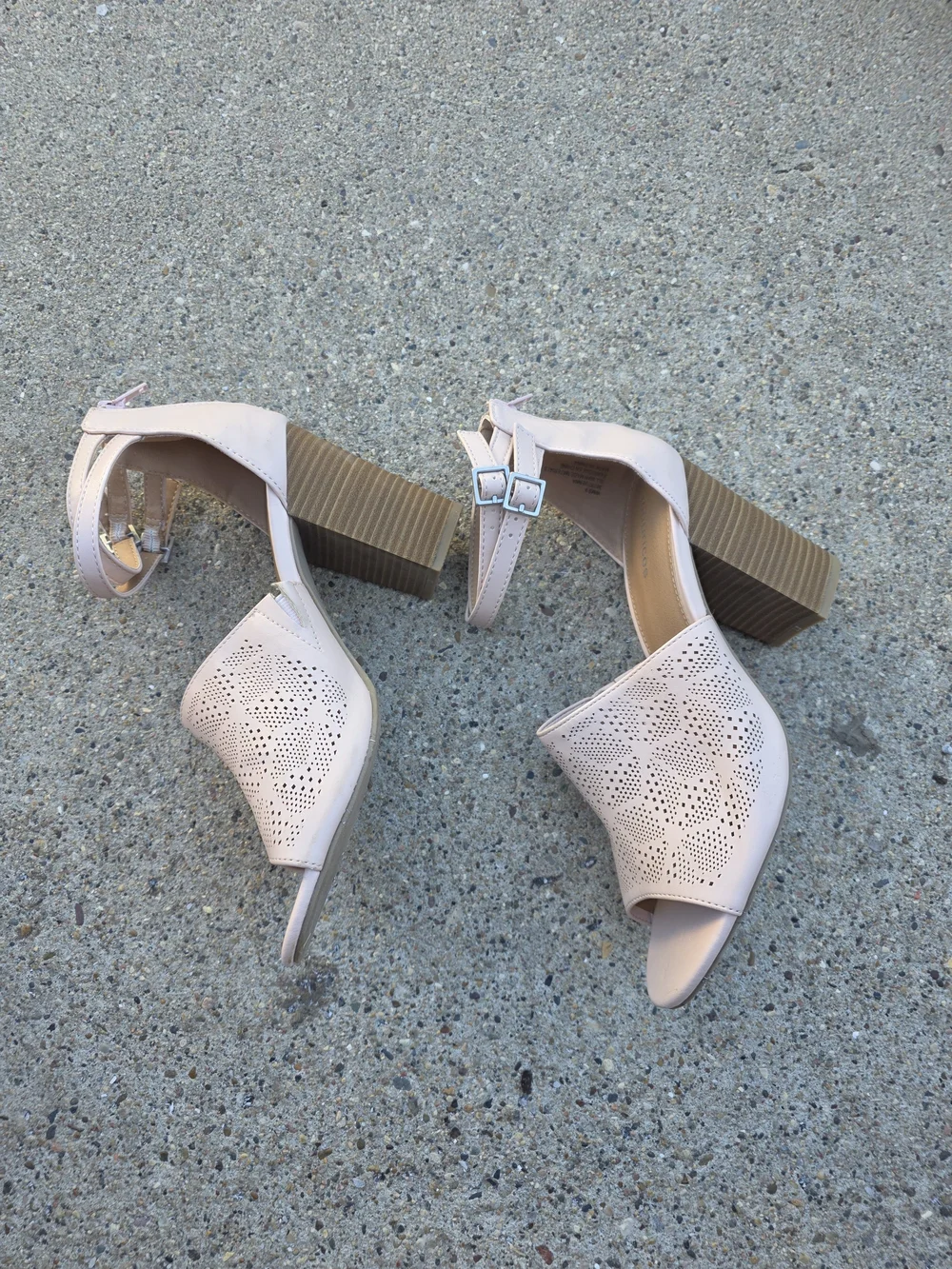 Maurices Light Blush Perforated Ankle Strap Sandals Women 9
